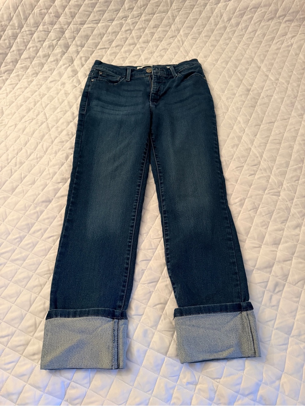 Angels Women's Dark Blue Boyfriend Jeans with Rolled Cuffs